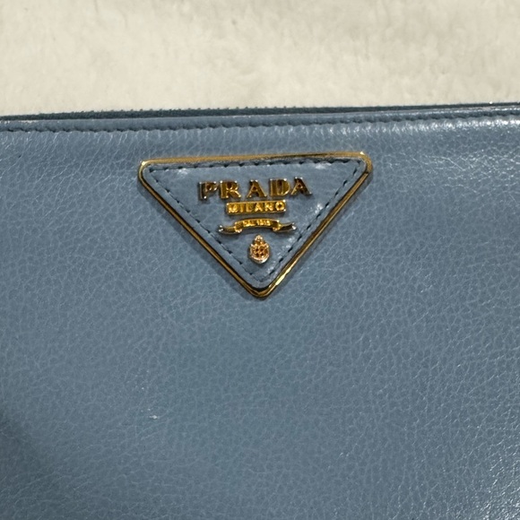 Light blue Prada long zippy wallet (soft leather) - Picture 4 of 9